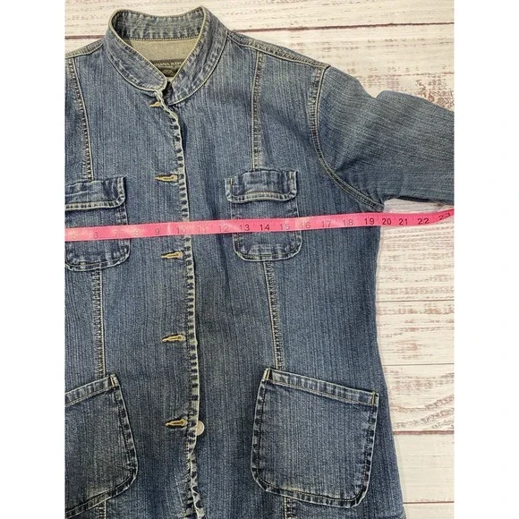 Banana Republic Women Denim Jacket Button Up Medium Wash Chest Pockets  Sz Med - Picture 3 of 5